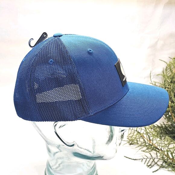 Carhartt Rugged Flex Twill Mesh-Back Logo Patch Hat Cap Deep Lagoon Blue--New - Picture 2 of 9